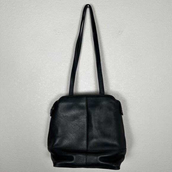 Etienne Algner Black leather shoulder bag Bohemian Hippie Grunge Hobo Basic - Picture 5 of 13